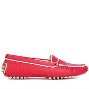 Authentic TOD'S‎ Gommino Slip-on Casual Driving Loafer Red & White Shoe 8.5 / 39